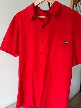 SHEIN Red Short-Sleeve Casual Button-Down Shirt